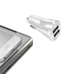 CELLY auto punjač sa 2 USB ulaza u BELOJ boji