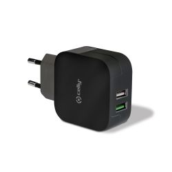 CELLY TURBO Kućni punjač sa dva USB ulaza u CRNOJ boji